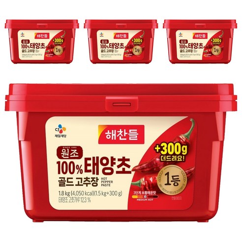 해찬들 원조 태양초 골드 고추장, 1.8kg, 4개