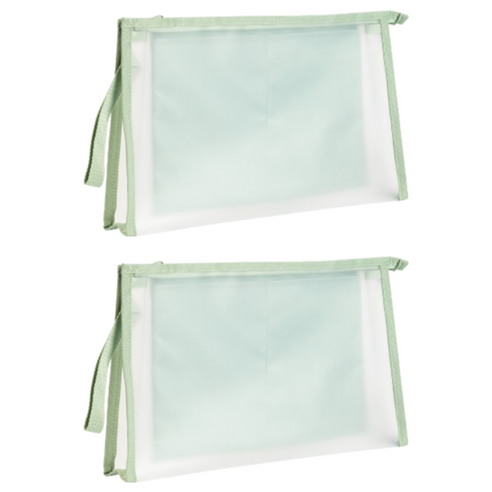델리 삼각 투포켓 스트랩 파우치 A4 PP109, 그린립, 2개