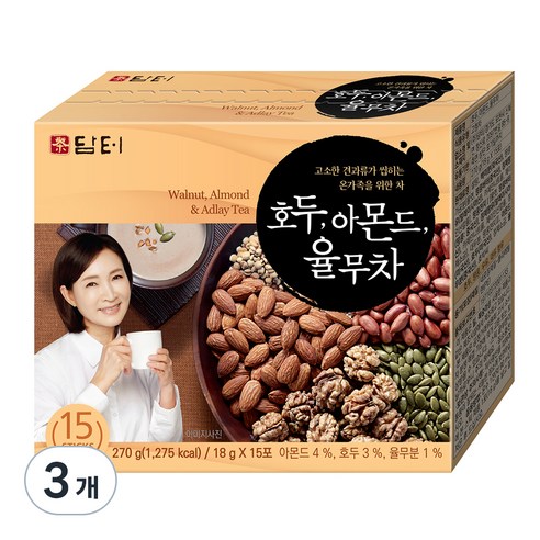 담터 호두 아몬드 율무차, 3개, 18g, 15개입