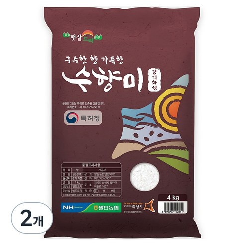 수향미 2024년산 햅쌀 골든퀸 3호 백미, 특등급, 4kg, 2개