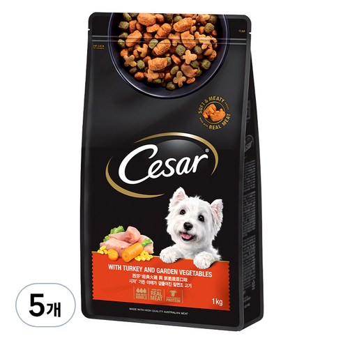 시저 어덜트 강아지 건식사료, 칠면조, 1kg, 5개