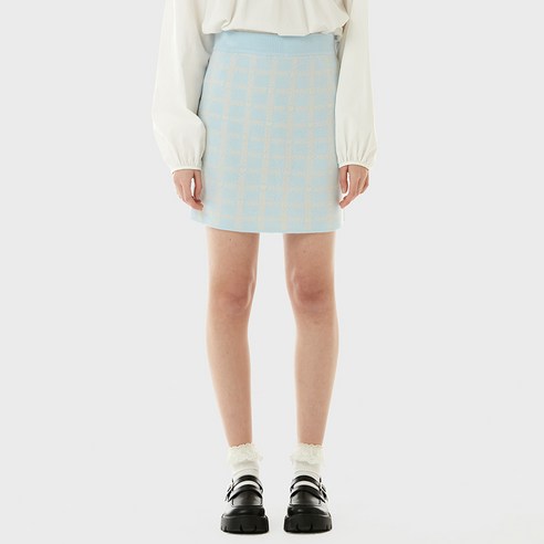 [셀럽 착용] 로라로라 SET UP CHECK JACQUARD KNIT 스커트 SK-21146