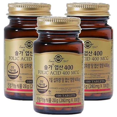 솔가 엽산 400, 100정, 3개