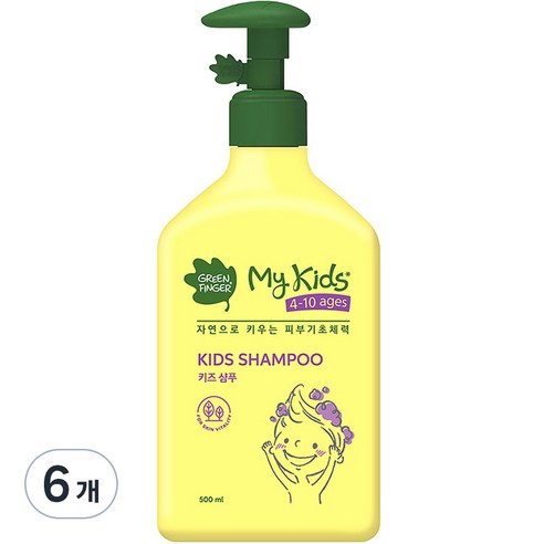 그린핑거 마이 키즈 샴푸, 500ml, 6개