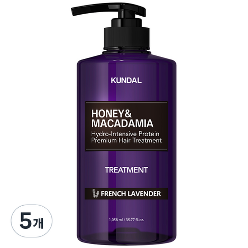 쿤달 허니 앤 마카다미아 헤어 트리트먼트 아로마에디션 프렌치라벤더향, 1058ml, 5개