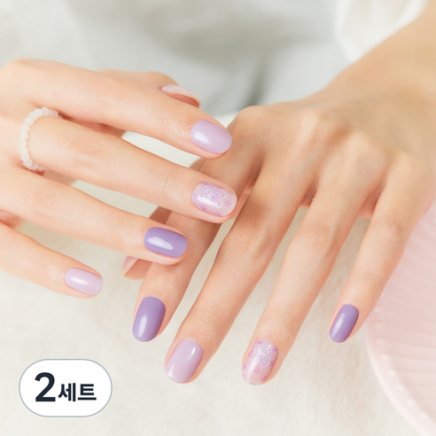 데싱디바 글로우 네일스티커 + Prep Pad 2p + Nail File 세트, 럭키 버니, 2세트