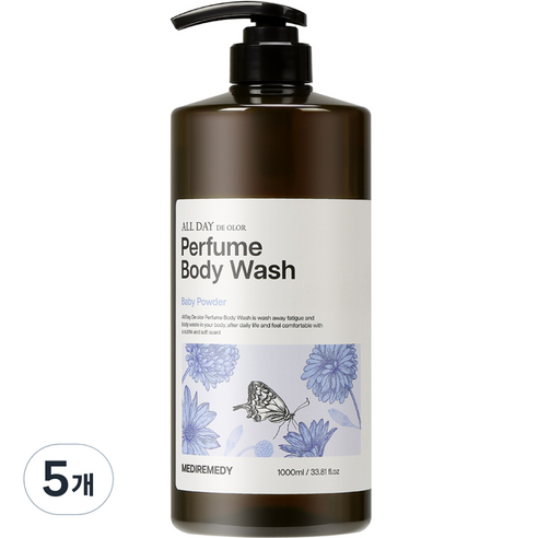 메디레머디 올데이 데오르 퍼퓸 샴푸 베이비파우더, 5개, 1000ml