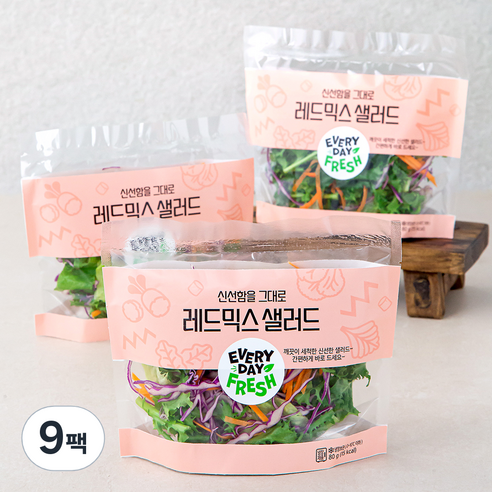 신선함을 그대로 레드믹스 샐러드, 80g, 9팩