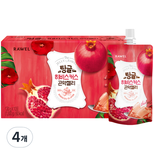 팅글 로엘 히비스커스 곤약젤리 1박스, 1.3kg, 4개