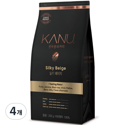 카누 원두 분쇄 커피 실키 베이지, 200g, 4개