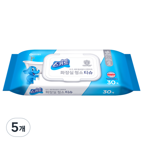 스카트 화장실 청소 티슈 30매, 5개