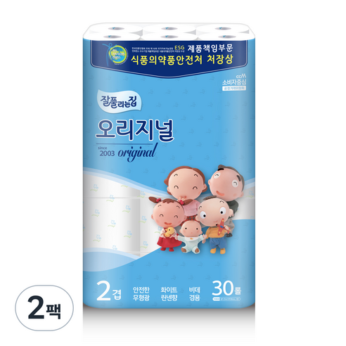 잘풀리는집 2겹 오리지널 화장지 35m, 30롤, 2개