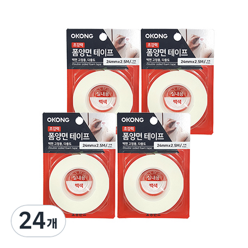 오공 초강력 폼양면테이프 백색 24mm x 2.5m, 24개
