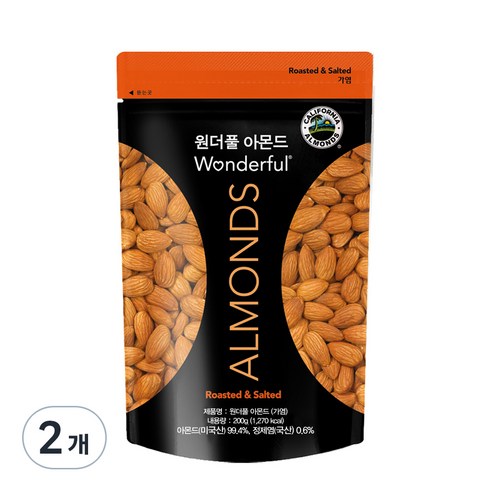 파라마운트팜스 원더풀 아몬드, 200g, 2개