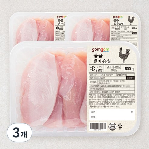 곰곰 닭가슴살 (냉장), 600g, 3개