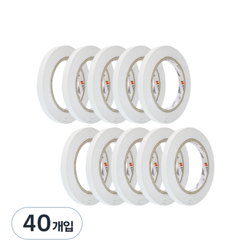 엠파이어 산업용 양면테이프 10mm x 30m, 화이트 반투명, 40개입