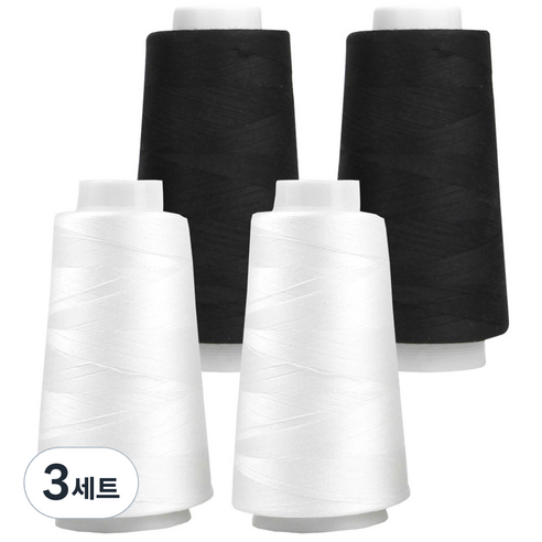 프리미엄 OWL 코아사 실 화이트 2p + 블랙 2p, 혼합색상, 3세트