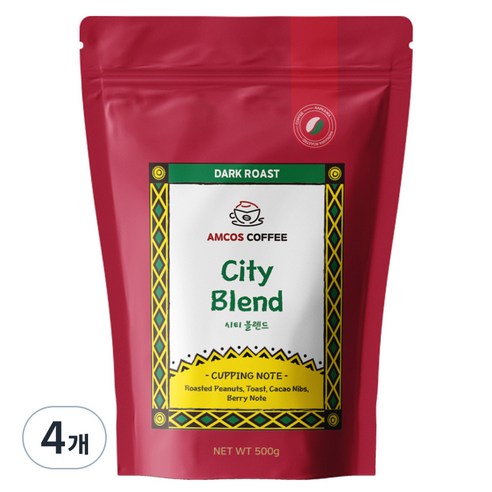 암코스 시티 블렌드 커피 원두, 500g, 4개, 홀빈(분쇄안함)