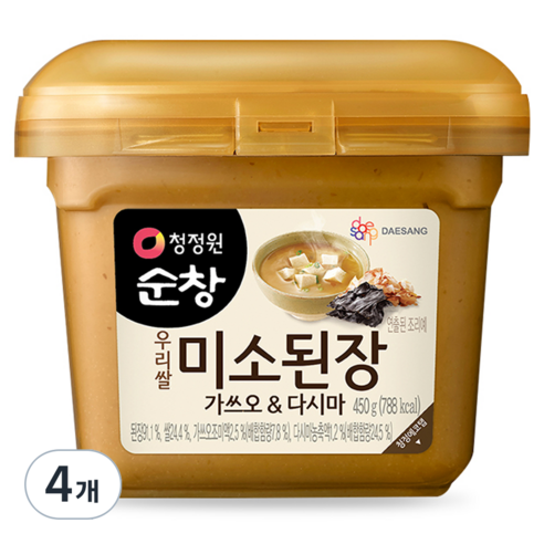 대상 청정원 미소된장 가쓰오&다시마, 450g, 4개