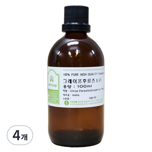 허브솝 그레이프후르츠 에센셜 오일 100ml, 4개