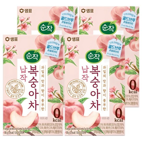 순작 콜드브루 과일허브티 납작 복숭아차, 1.8g, 20개입, 4개