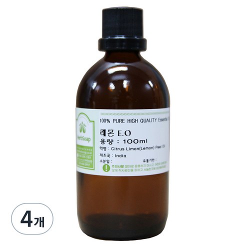 허브솝 에센셜 오일, 레몬, 100ml, 4개