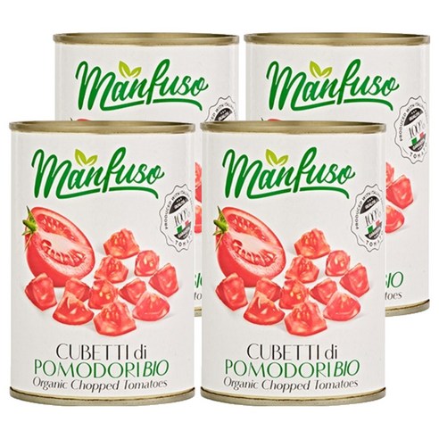 멘푸소 유기농 찹드 다이스드 토마토소스, 400g, 4개