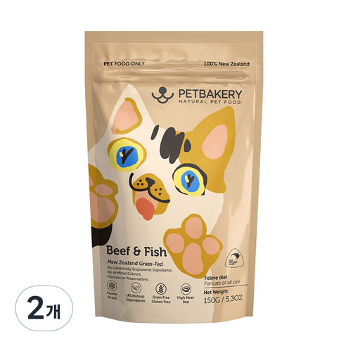 펫베이커리 캣베이커리 소고기와생선 동결건조사료 150g, 소, 2개