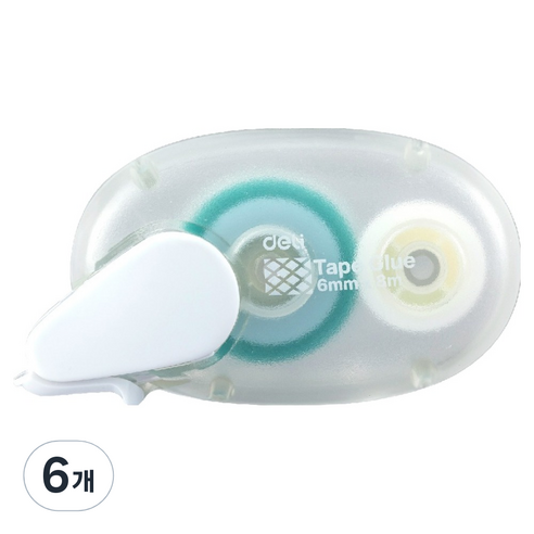 델리 몽돌 양면 풀테이프 6mm x 8m, 6개, 화이트