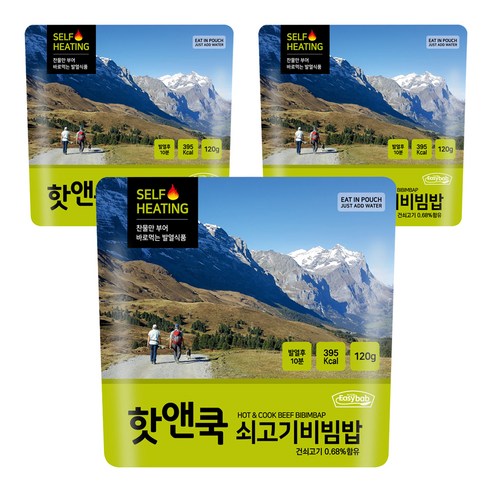 이지밥 핫앤쿡 쇠고기비빔밥, 120g, 3개