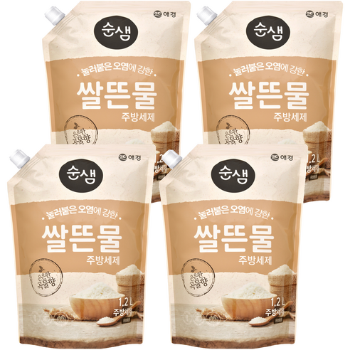 순샘 쌀뜬물 주방세제 리필, 1.2L, 4개