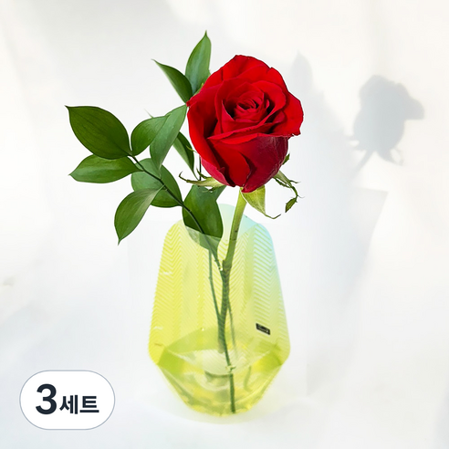 포켓플라워 생화 장미 한송이 세트, 레드, 3세트