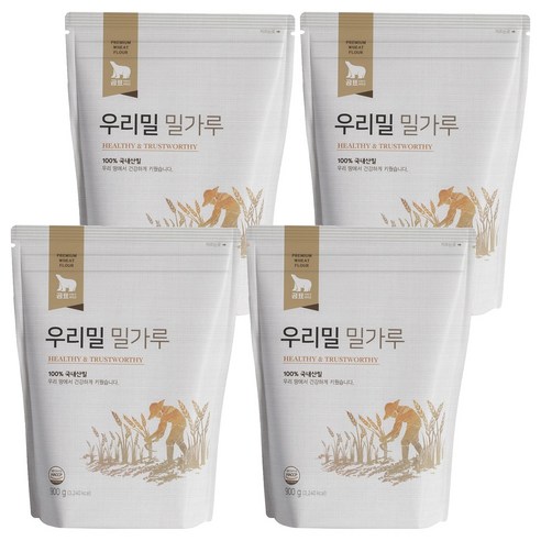 곰표 우리밀 밀가루, 900g, 4개