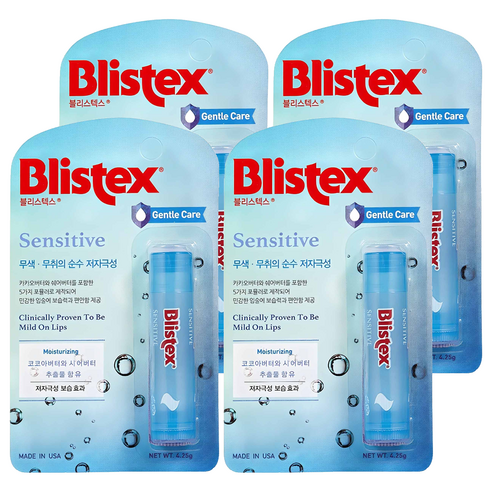 블리스텍스 센시티브 립밤, 무색(무향), 4.25g, 4개