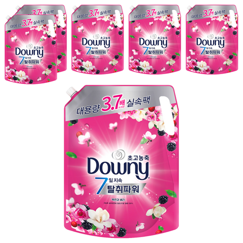 다우니 7일 탈취파워 초고농축 섬유유연제 목련과베리 리필, 2.6L, 6개