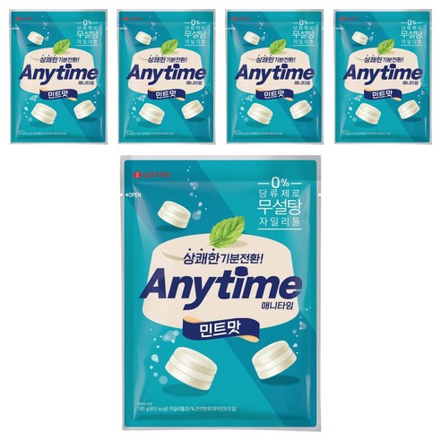 롯데웰푸드 애니타임 민트맛, 185g, 5개