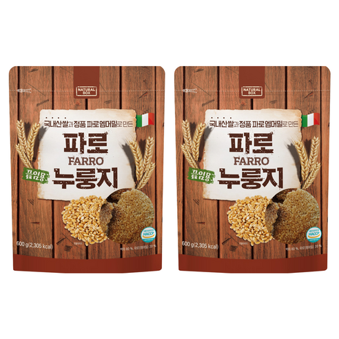 내추럴박스 파로 끓임용 누룽지 건강간식 국내산 백미, 2개, 600g