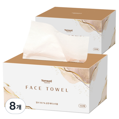 탐사 일회용 순면 페이스타올, 100개입, 8개