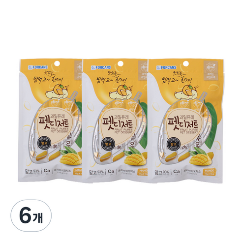 포켄스 강아지 과일퓨레 펫디저트 15g x 7p, 망고, 105g, 6개