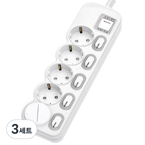 에코파워탭 국산 LED 개별 멀티탭 5구 EPM-L305SS 안전커버, 1.5m, 랜덤 발송, 3세트
