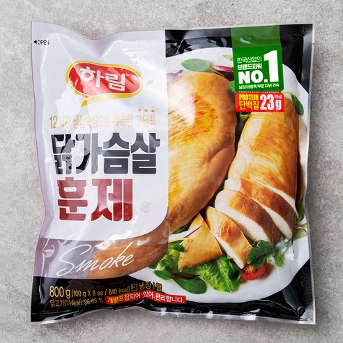 하림 닭가슴살 훈제 8개입, 800g, 2개