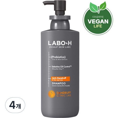 라보에이치 댄드러프 클리닉 지성 비듬 샴푸, 400ml, 4개