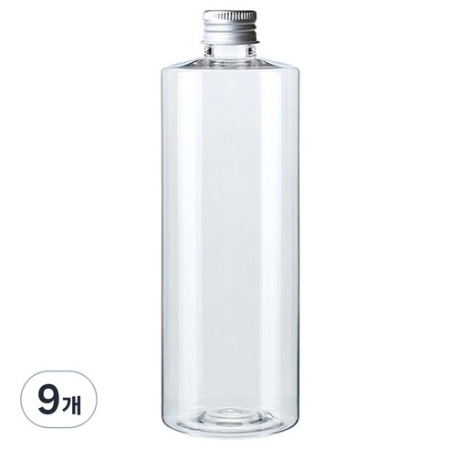 병도매닷컴 AC500 투명 음료용기 알루미늄 실버캡, 500ml, 9개
