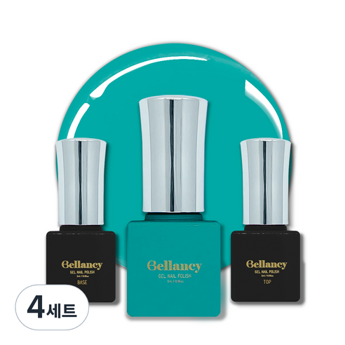 벨랑시 원스텝 젤네일 5ml + 젤네일 베이스 5ml + 젤네일 탑 5ml 세트, 4세트, 벨랑시 베이스 5ml+SN 25 딥 블루 그린 5ml+벨랑시 탑 5ml