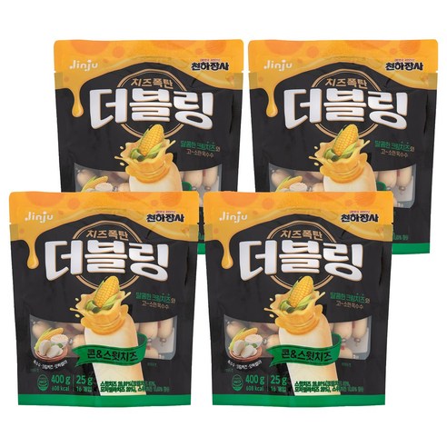 천하장사 더블링 콘&스윗치즈 소시지, 400g, 4개