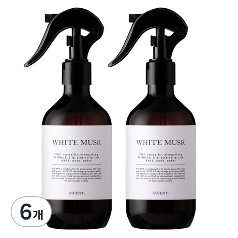 에이센트 드레스 퍼퓸 탈취제 22 화이트머스크, 6개, 250ml