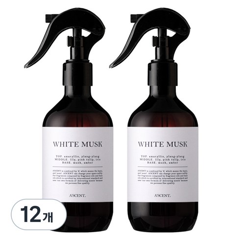 에이센트 드레스 퍼퓸 탈취제 22 화이트머스크, 12개, 250ml