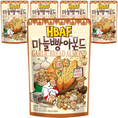 HBAF 마늘빵 아몬드, 210g, 5개