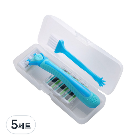 라젠다 여성용 면도기 날포함 블루 + 청소솔 랜덤발송 세트, 5세트