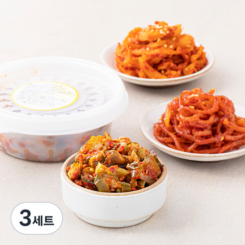 반찬 오이지 무침 120g + 오징어 고추장 진미채 100g + 동치미무 무침 120g, 340g, 3세트